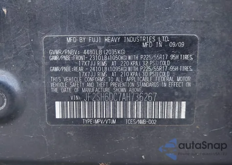 2010 Subaru Forester 2.5X Limited from USA, damaged, VIN JF2SH6DC7AH736267